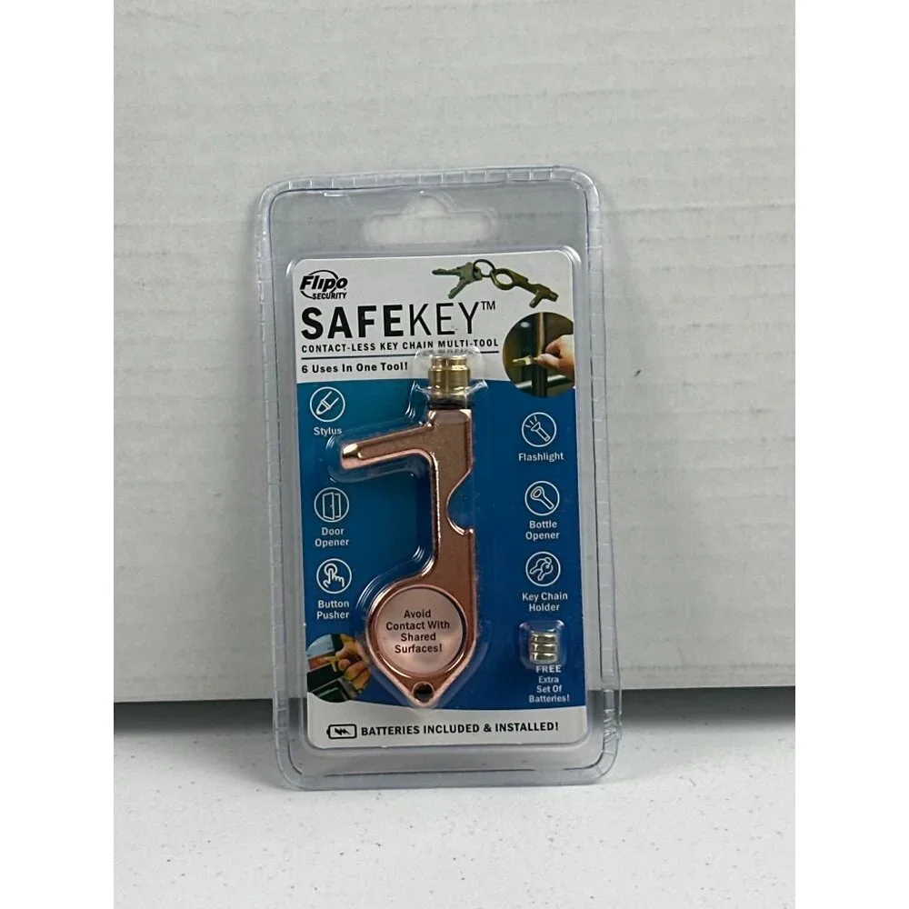 Flippo Safekey Contact-Less Key Chain Tool - Stylus Flashlight Door Opener Bottl